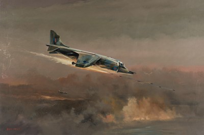 Lot 282 - Pears (Dion, 1928-1985). Harriers in action over the Falklands, May 1982