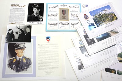 Lot 57 - Pilot autographs. A mixed collection of WWII RAF and Luftwaffe signatures