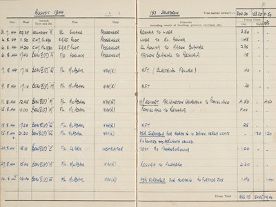 Lot 60 - RAF Logbook. WWII kept by Flight Officer A.M. Brebner, 153 Squadron, 1942-46