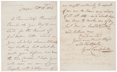 Lot 273 - Campbell (Sir George, 1759-1821), Rear-Admiral, Autograph Letter Signed, 1804