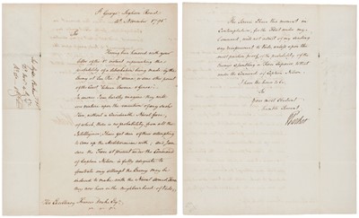 Lot 332 - Parker (Hyde, 1739–1807), Vice-Admiral of the Royal Navy, Letter Signed, 1795