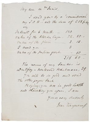 Lot 342 - Turgenev (Ivan, 1818-1883), Autograph Letter Signed, in English, c. 1880