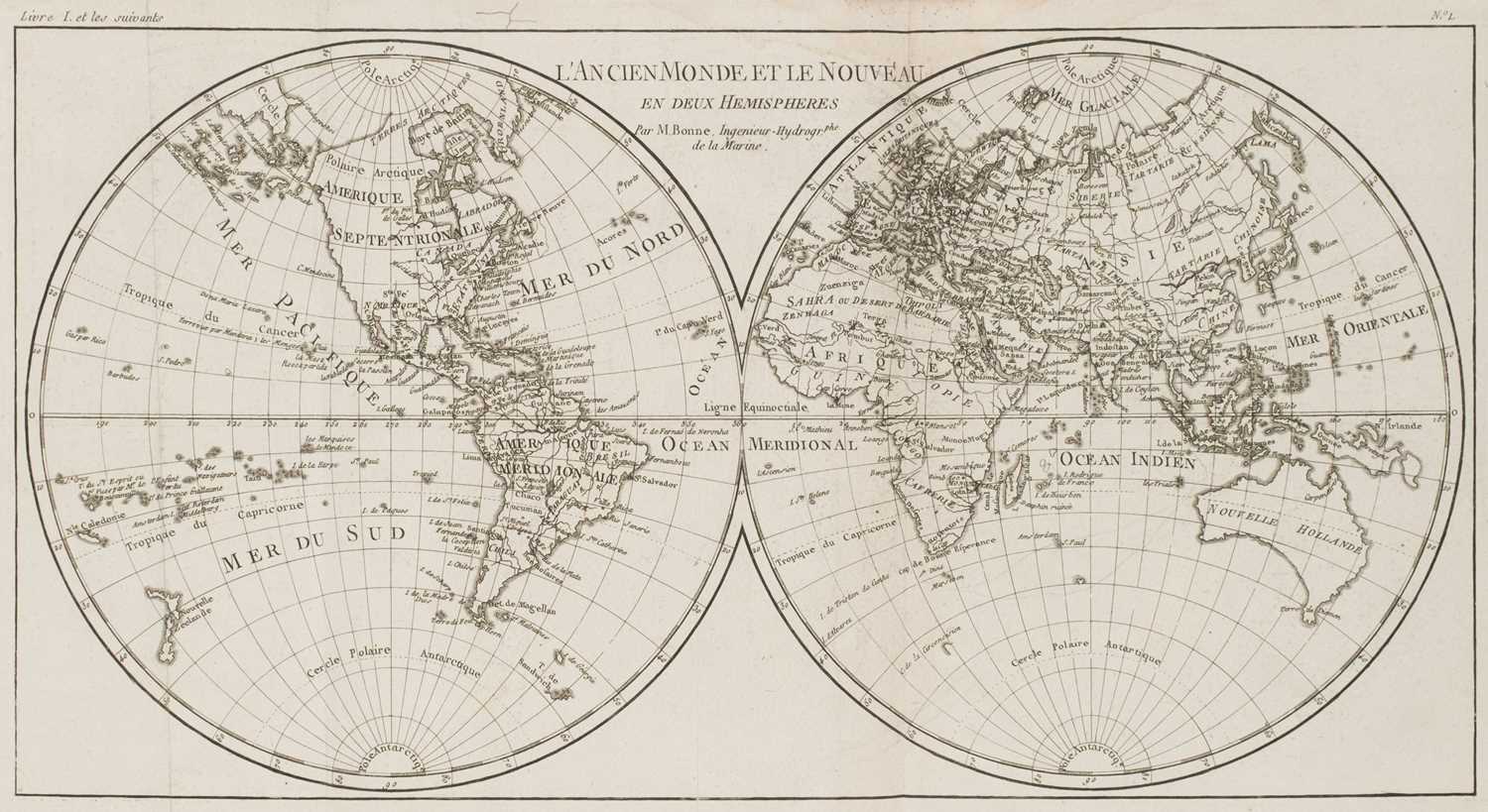 Lot 12 - Bonne (Rigobert). Atlas de Toutes Les Parties Connues Du Globe Terrestre..., circa 1782