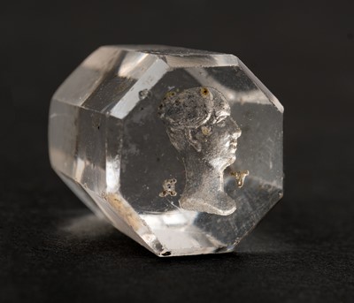 Lot 648 - Seal. A Victorian octagonal rock crystal desk seal
