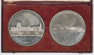 Lot 594 - Historical medals. The Houses of Parliament & Great Exhibition medals by Thomas Ottley