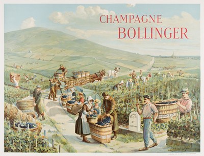 Lot 210 - Champagne Bollinger, published in Champagne, France, c. 1950s, chromolithographic poster