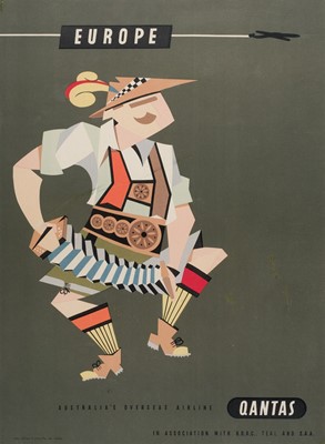 Lot 248 - Qantas Europe, published by William F. Schey Pty. Ltd., Sydney, 1950s, colour lithographic poster