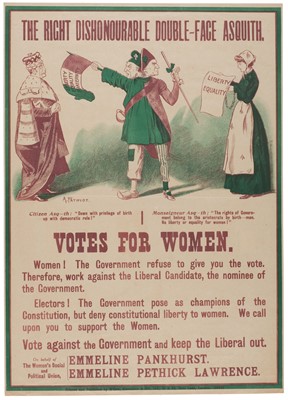 Lot 256 - Suffragettes. The Right Dishonourable Double-Faced Asquith… poster, 1910