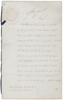 Lot 299 - George IV (1762-1830), Document Signed, 22 August 1820
