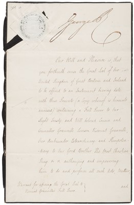 Lot 300 - George IV (1762-1830), Document Signed, 22 January 1827