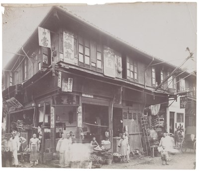 Lot 8 - China. A group of 8 photographs of Chinese street and market scenes, c. 1900-1910