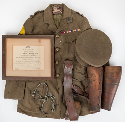 Lot 504 - WWI uniform. A WWI officer's uniform belonging to Captain A.N. Hingley, D.S.O., M.C.