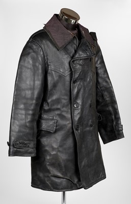 Lot 442 - Kriegsmarine. A WWII German naval officer's leather double-breasted jacket