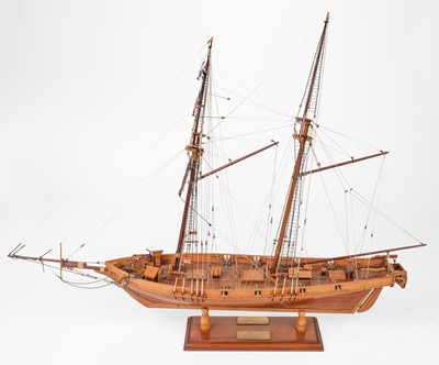Lot 448 - Model ship. A 1/50 scale model of a 19th century American Baltimore Clipper, circa 1980s