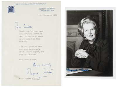 Lot 341 - Thatcher (Margaret Hilda, 1925-2013), Typed Letter and Photograph Signed, 1979