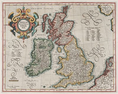 Lot 6 - British Isles. Mercator (Gerard & Hondius Henricus), Anglia, Scotia et Hibernia, [1595 or later]
