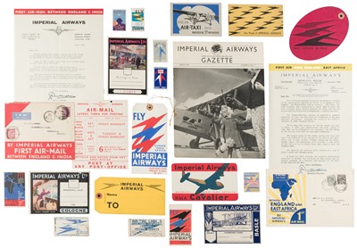 Lot 40 - Imperial Airways. A collection of Imperial Airways 1920/30s letters, airmail, menus etc