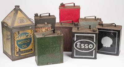 Lot 357 - Motoring Memorabilia. Nine petrol cans