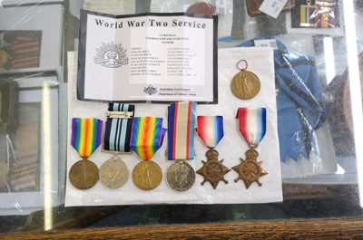 Lot 664 - WWI medals. 1914-15 Star (2) Victory Medal (3) Australian War Service Medal
