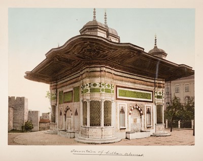 Lot 38 - Photochromes. A pair of albums containing 55 mounted and loose photochrome photographs, c. 1900