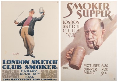 Lot 367 - London Sketch Club. A group of 28 printed card invitations, c. 1930s/1950s