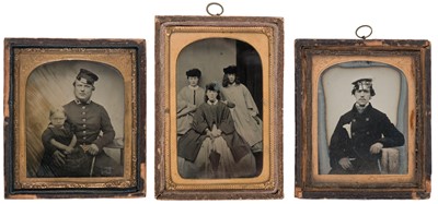 Lot 117 - Ambrotypes. A group of 9 hanging one-sixth plate ambrotypes, c. 1860s