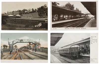 Lot 190 - Railway Station Postcards. A group of 24 vintage postcards of railway stations, pre-1920