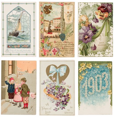 Lot 179 - Embossed Postcards. A group of 86 vintage embossed postcards including Valentines, pre-1920