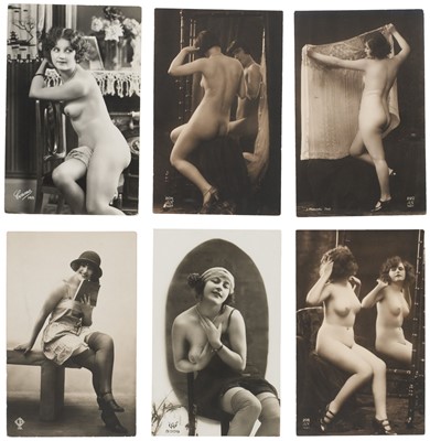 Lot 182 - Female Nudes. A good collection of 120 risqué French postcards of female nudes, c. 1920s