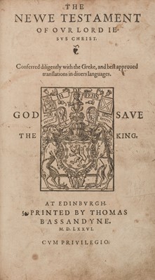 Lot 189 - Bible [English]. [The Bible and Holy Scriptures conteined in the Olde and Newe Testament..., 1579]