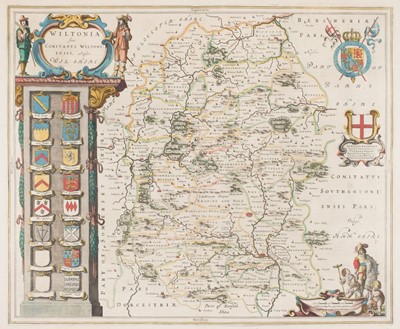 Lot 82 - Wiltshire. Blaeu (Johannes), Wiltonia sive comitatus Wiltoniensis Anglis Wil Shire, circa 1645