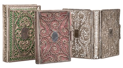 Lot 394 - Silver Filigree Bindings. A George III silver filigree almanack book case