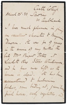 Lot 596 - Potter (Beatrix). Autograph Letter Signed, 25 March 1933