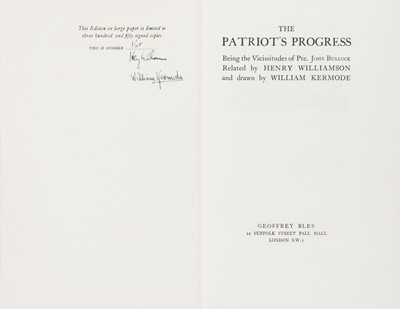 Lot 772 - Williamson (Henry). The Patriot's Progress with linocuts by William Kermode, 1930, limited edition