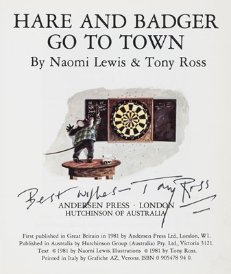 Lot 608 - Ross (Tony, 1938-). Hare and Badger go to Town, original illustration, circa 1981