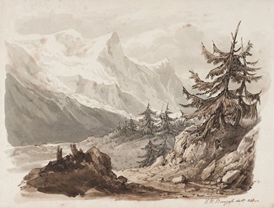 Lot 297 - Burgess (Henry William). An album of nine original sepia landscape watercolours, 1828