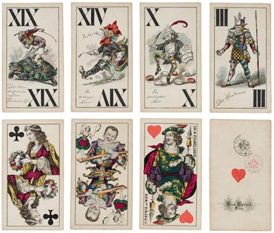 Lot 532 - Austrian Fools Tarock. Narren-Tarock or 'Tarot of the Fools', Vienna: Ferdinand Piatnik, circa 1865