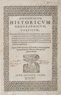 Lot 192 - Estienne (Charles). Dictionarium Historicum, Geographicum, Poeticum..., 1590