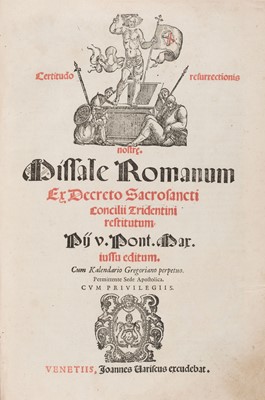 Lot 191 - Missal. Missale Romanum ex Decreto Sacrosancti concilii Tridentini restitutum, 1585