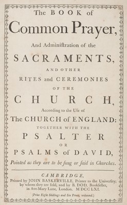 Lot 244 - Baskerville Press. The Book of Common Prayer, 1761